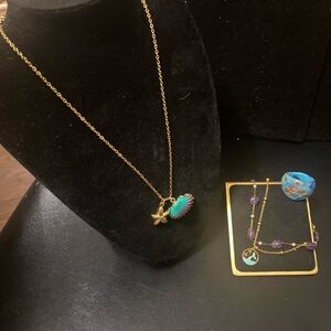 Gold and Multicolor Shell Pendant Necklace